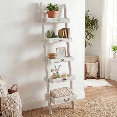 Productafbeelding van Regal plantenrek, bloemenstandaard, 169x43x32cm, shabby-chic stijl, vintage, wit