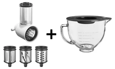 Produktbild von KitchenAid Set Glasschüssel 5KSM5GB + Gemüseschneider 5KSMVSA