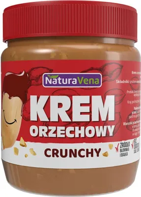 Zdjęcie produktu dla KREM ORZECHOWY CRUNCHY 100 % BEZ DODATKU SOLI I CUKRÓW 340 g - NATURAVENA