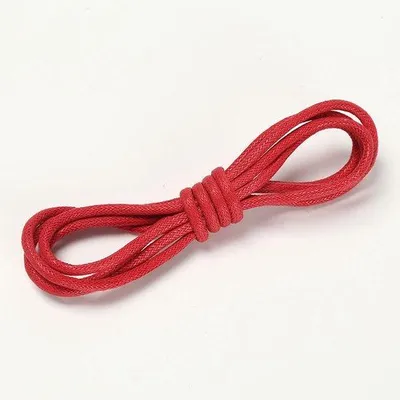 Image de Fermetures de chaussures rondes et fines, cirées, 2,5 mm, rouges, 1,6 m