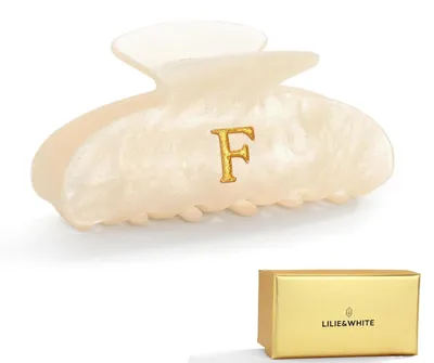 Productafbeelding van Haarklem van Damen, met de letter F, parelmoerlook, handgemaakt, 1 stuk