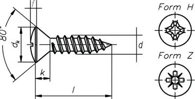 Zdjęcie produktu dla Wkręt samogwintujący z łbem stożkowym z wgłębieniem krzyżowym DIN 7983 4,2x32 mm ocynkowany, 100 szt