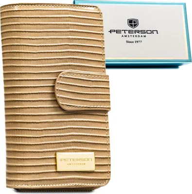 Obrázek produktu pro Peterson dámská peněženka RFID vertikální béžová přírodní a ekologická kůže 16,5x9 cm