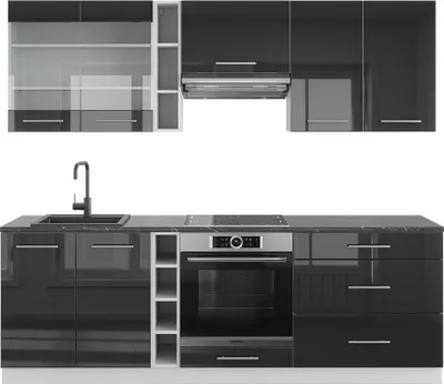 Immagine prodotto di Cucina componibile Vicco Fame-Line Antracite lucido/bianco 235 cm senza piano di lavoro, Model 38741