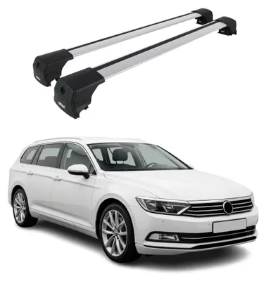 Image de Barres De Toit Transversales pour VW Passat B8 Break 2014-23 Aluminium Gris ABE, Image générée par une IA