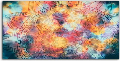 Produktbild von Coloray Spritzschutz aus Glas 120x60  Wandkunst Küchenrückwand Foto Bild groß Malerei Mandala Grafik