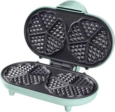 Produktbild von Bestron Doppel-Waffeleisen für klassische Herzwaffeln, Waffelmaker mit Antihaftbeschichtung, 1000 Watt, Farbe: Mint