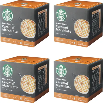 Productafbeelding van Nescafé Dolce Gusto Starbucks Caramel Macchiato, set van 4, Latte Macchiato met karamel, koffiekapsules, gebrande koffie, 4 x 12 capsules