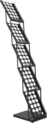 Image de Présentoir à magazines pliable - Présentoir au sol - A4 - 5 niveaux - 36 × 27 × 163 cm - Fer thermolaqué - Noir