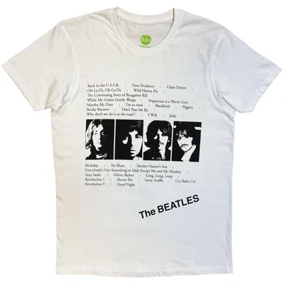 Obrázek produktu pro The Beatles White Album Tracks (Back Print) White XL Tričko
