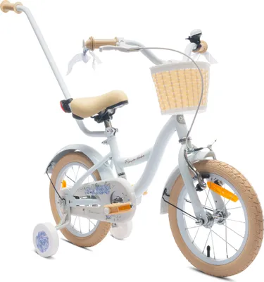 Produktbild von Mädchenfahrrad 14 Zoll Glocke Zusatzräder Schubstange Flower Bike baby blue
