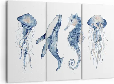 Produktbild von Bild auf Leinwand - Leinwandbild - 3 Teile - Tiere Marine Kinder - 105x70cm - Wand Bild - Wanddeko - Wandbilder - Leinwanddruck - Bilder - Wanddekoration - Leinwand bilder - Wandbild - CE105x70-4262