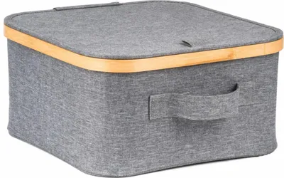 Immagine prodotto di Contenitore 30 x 30 x 15 cm, in bambù, con coperchio, grigio