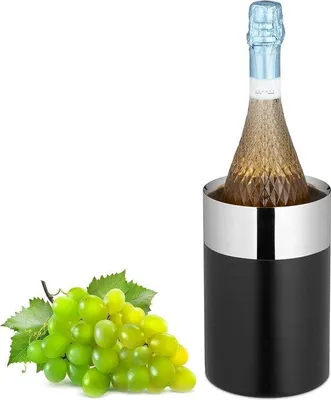 Produktbild von Famanu Weinkühler Edelstahl - stilvolles schwarz/silber Design