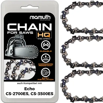 Immagine prodotto di 3 catene per motosega, lunghezza 40 cm, spessore 1,3 mm, passo 3/8", modello 57 TG, compatibili con motoseghe Echo CS-2700ES e CS-3500ES