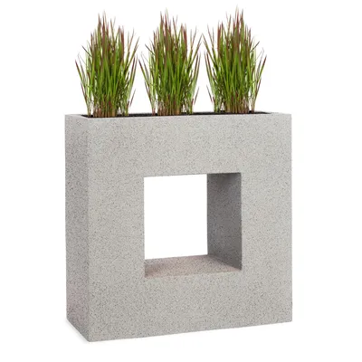 Produktbild von PFLANZWERK® Hochbeet Pflanzkübel VISTA 66cm GRANIT GRAU Premium Blumenkübel Fiberglas Lotus-Effekt Fiberglas - Frostbeständig - Handgefertigt -