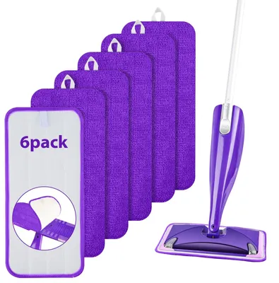 Productafbeelding van Dweilpads - Microvezel - 30,5 x 14 cm - Paars - Set van 6