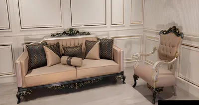 Produktbild von Dreisitzer Sofa 3 Sitzer Barock Rokoko Sofa Sofas Sessel Stoff Couch Möbel Neu