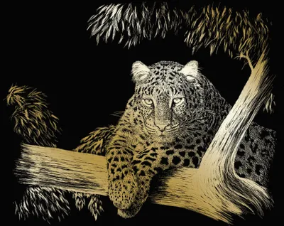 Produktbild von Royal & Langnickel Goldfolie Gravurkunst, 18" x 10", Leopard im Baum