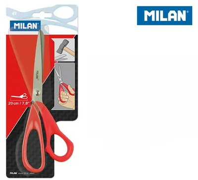 Obrázek produktu pro Milan BWM10151, Dospělý, Rovný střih, Samostarný, Červená, Nerezová ocel, Kancelářské nůžky