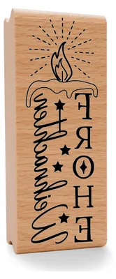 Produktbild von Stempel Kerze Schrift Motivstempel aus Holz und Gummi für Karten und Geschenke, Holzstempel für Weihnachten, Weihnachtskarte, Advent, Scrapbook, Textilstempel, Deko, Freunde