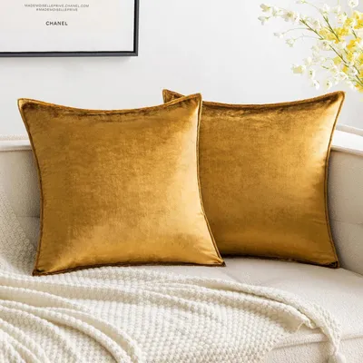 Produktbild von Kissenbezüge Samt 2er Set Champagner Golden 45x45 cm