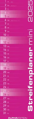 Produktbild von Streifenplaner Mini PINK 2025 - Streifenkalender - Wandplane