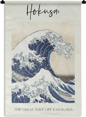 Produktbild von MuchoWow® Wandteppich Wandbehang Japanische Kunst - Die große Welle von Kanagawa - Katsushika Hokusai 90x135 cm Tapisserie Dekoration Wandtuch - Baumwolle - Wandskulptur