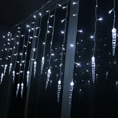 Produktbild von 3.5m 96LED Eiszapfen Lichterkette Kaltweiß Lichtervorhang Wasserdicht Innen Party Garten Weihnachten Deko