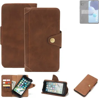 Produktbild von K-S-Trade Handyhülle kompatibel mit TCL 406 Schutz Hülle Walletcase Bookstyle Tasche Case Handytasche Wallet Flipcase Cover PolyurethanBraun (1x)