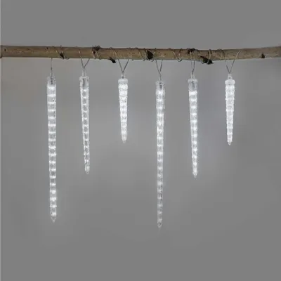 LED vánoční girlanda – rampouchy, 6 ks, 2 m, venkovní i vnitřní, studená bílá