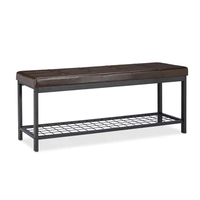 Obrázok produktu pre relaxdays Lavička na topánky 10023311_93 čierna, hnedá kov 115,0 cm