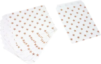 Produktbild von Oblique Unique 10 Geschenktüten Papiertüten Geschenktaschen Tüten mit Sternen für Kinder Geburtstag Mitgebsel weiß