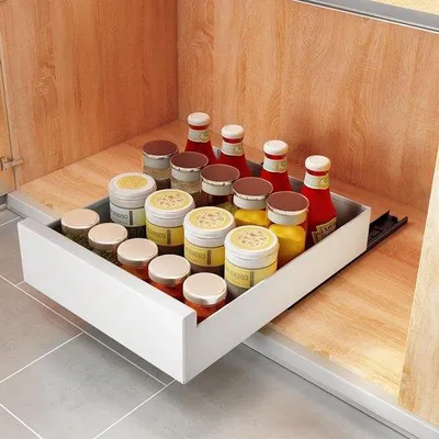 Produktbild von Famanu Schrankorganizer Ausziehbar - 35 cm breit x 43 cm tief x 9 cm hoch - Weiß