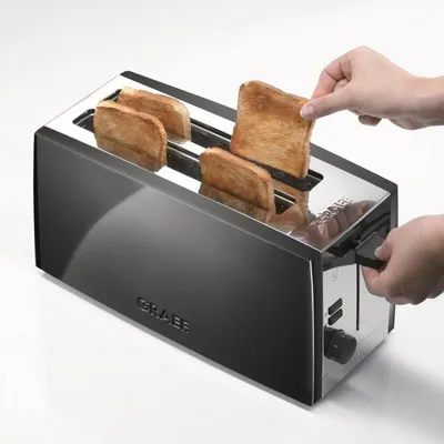 Obrázek produktu pro Graef TO 102, 4 krajíců, Černá, Hliník, Nerezová ocel, Knoflíky, Otočné, 1380 W, 230 V