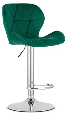 Image de Tabouret de bar West en velours vert et base chromée