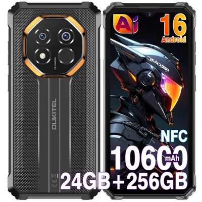 Image de OUKITEL G7 Smartphone Robust 24Go+256Go 10600mAh/18W 64MP AI Caméra 6,52'' Écran IP68 Téléphone portable NFC, 4G Double SIM, GPS - Noir