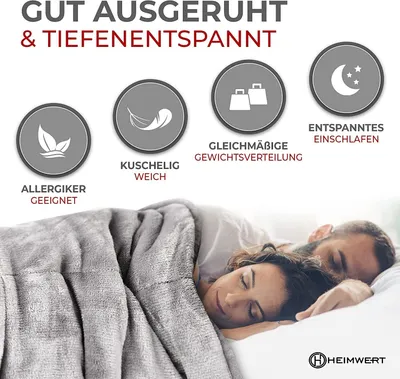 Produktbild von Heimwert Gewichtsdecke Therapiedecke weighted blanket - Schwere Decke für GEBORGENHEIT und TIEFEN Schlaf schwere Bettdecke Therapiedecke 6.0 kg