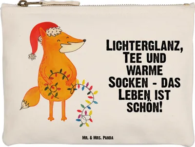 Produktbild von Mr. & Mrs. Panda Etui Fuchs Weihnachten Größe M - Weiß - Geschenk, kosmetiktäschchen, Federmappe, Winter, Weihnachtsmann, Schlampermäppchen, Kulturbeutel, Kosmetiktasche