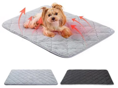 Immagine prodotto di Tappetino per cani e gatti, 60x45 cm, grigio, morbido e caldo, lavabile in lavatrice, antiscivolo