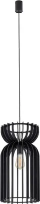Obrázek produktu pro Závěsné svítidlo kov dřevo D: 26 cm V: max. 160 cm Černá E27 kulaté skandinávské závěsné svítidlo