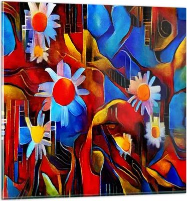 Produktbild von Bilder auf glas - Blume Abstraktion - 70x70cm - Glasbilder - Wandbilder - Kunstdruck - zum Aufhängen bereit - Wanddekoration aus Glas - Glas Bilder - Wandbild auf Glas - Einteilig - GAC70x70-3466