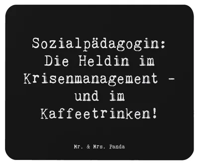 Produktbild von Mr. & Mrs. Panda Mauspad Spruch Sozialpädagogin - Schwarz - Geschenk, soziale Arbeit, Berufsleben, Empathie, Berufsliebe, Helferberuf, Mousepad, mousematte, laptop, Beruf