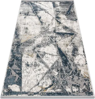 Produktbild von Modern Teppich TULS strukturell, Franse 51326 Geometrisch, Mosaik elfenbein / blau Blau 80x150 cm