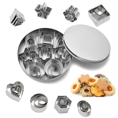 Produktbild von Mini-Ausstechformen, 24 Stück, kleine Ausstechformen aus Edelstahl, geometrisches Ausstechformen-Set, Ausstechformen zur Tortendekoration, für Zuckerkekse und andere Kekse