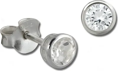 Produktbild von SilberDream Ohrstecker für Damen Silber weiß Rund Zirkonia Ohrringe SDO8508W