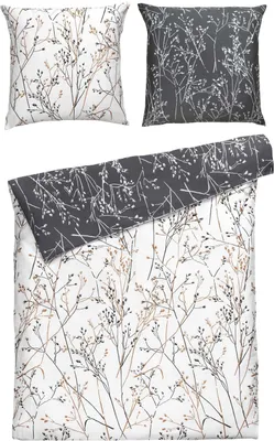 Produktbild von Satin-Bettwäsche - Schwarz - Weiß - Braun - 135 x 200 cm - Baumwolle - mit Reißverschluss