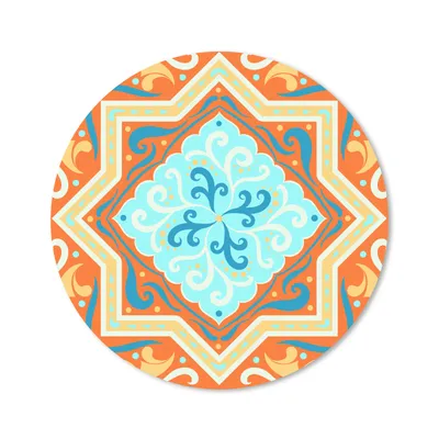 Produktbild von MuchoWow® Mauspad Mousepad Geometrische Formen - Blau - Orange 30x30 cm - Mousepads - Maus Mat - Pad - Mausunterlage - Tischunterlage - Schreibtischmatten