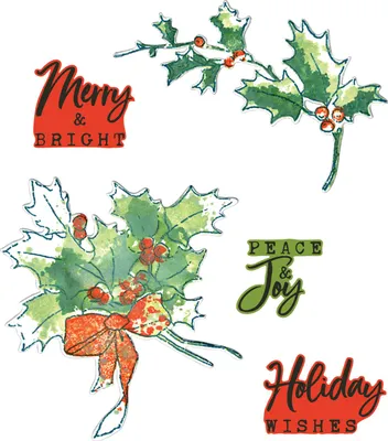 Produktbild von SIZZIX Framelits Stanzform Präge Stanzschablone + Stempelset, Pencil Line Holly by 49 and Market