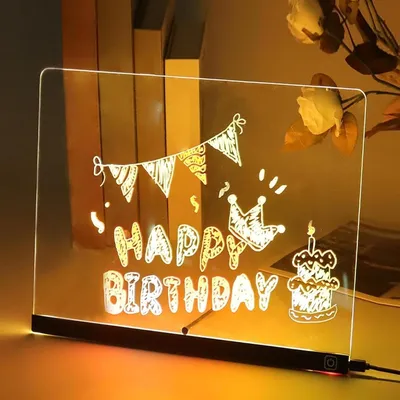 Productafbeelding van INF DIY Transparant LED Berichtbord - Lichtgevend Uitwisbaar Acryl Tekenbord met USB-C Groot